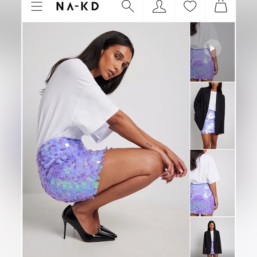 Na-kd Big Sequin Mini Skirt EU 40